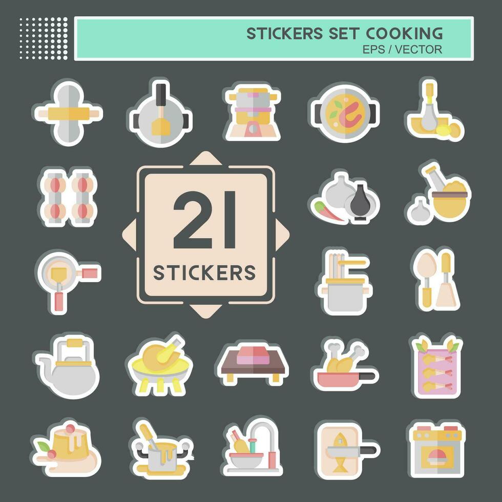 Sticker Set Cooking. related to Food symbol. simple design editable. simple illustration vector