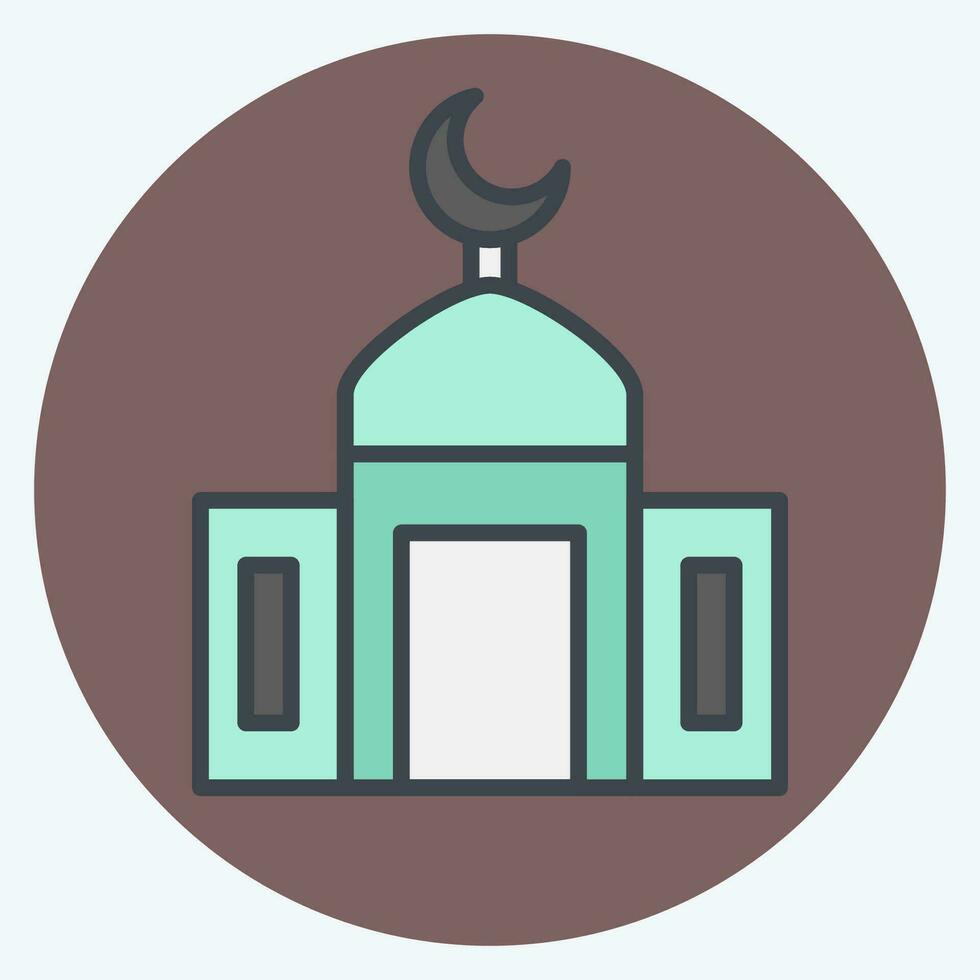 Icon Mosque. related to Ramadan symbol. color mate style. simple design editable. simple illustration vector