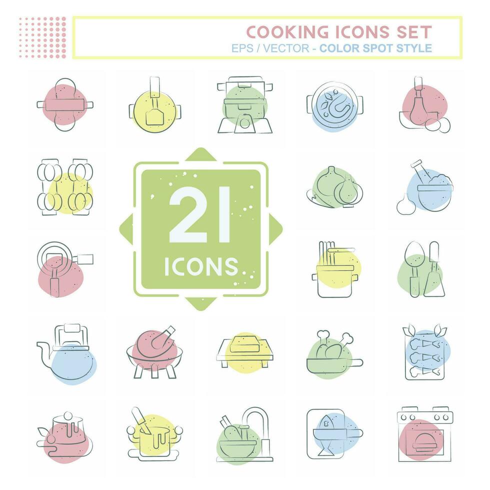 Icon Set Cooking. related to Food symbol. Color Spot Style. simple design editable. simple illustration vector