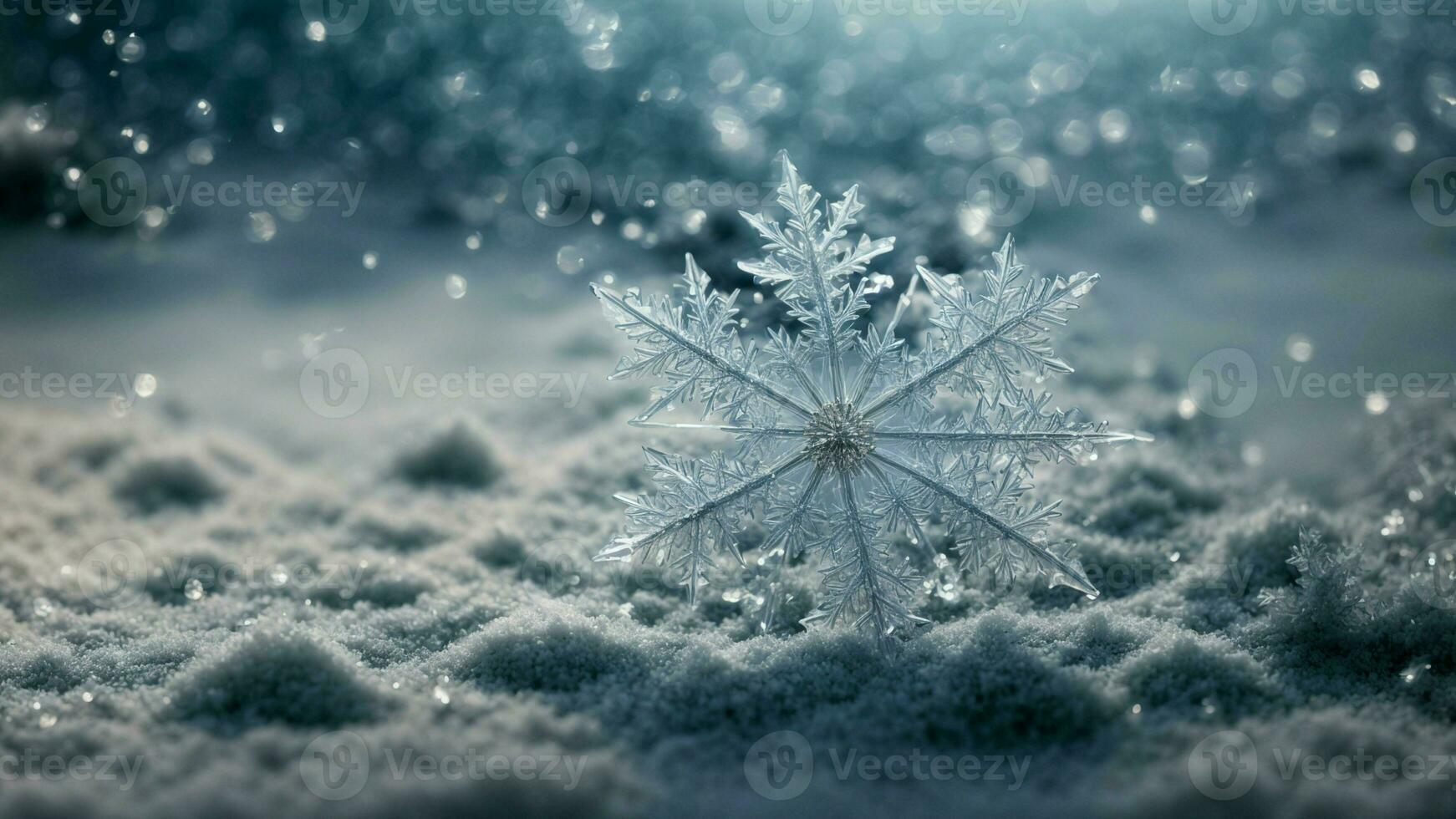 AI generated Explore the microscopic world of snowflakes, delving into the science behind their formation and the beauty of their individual designs. photo