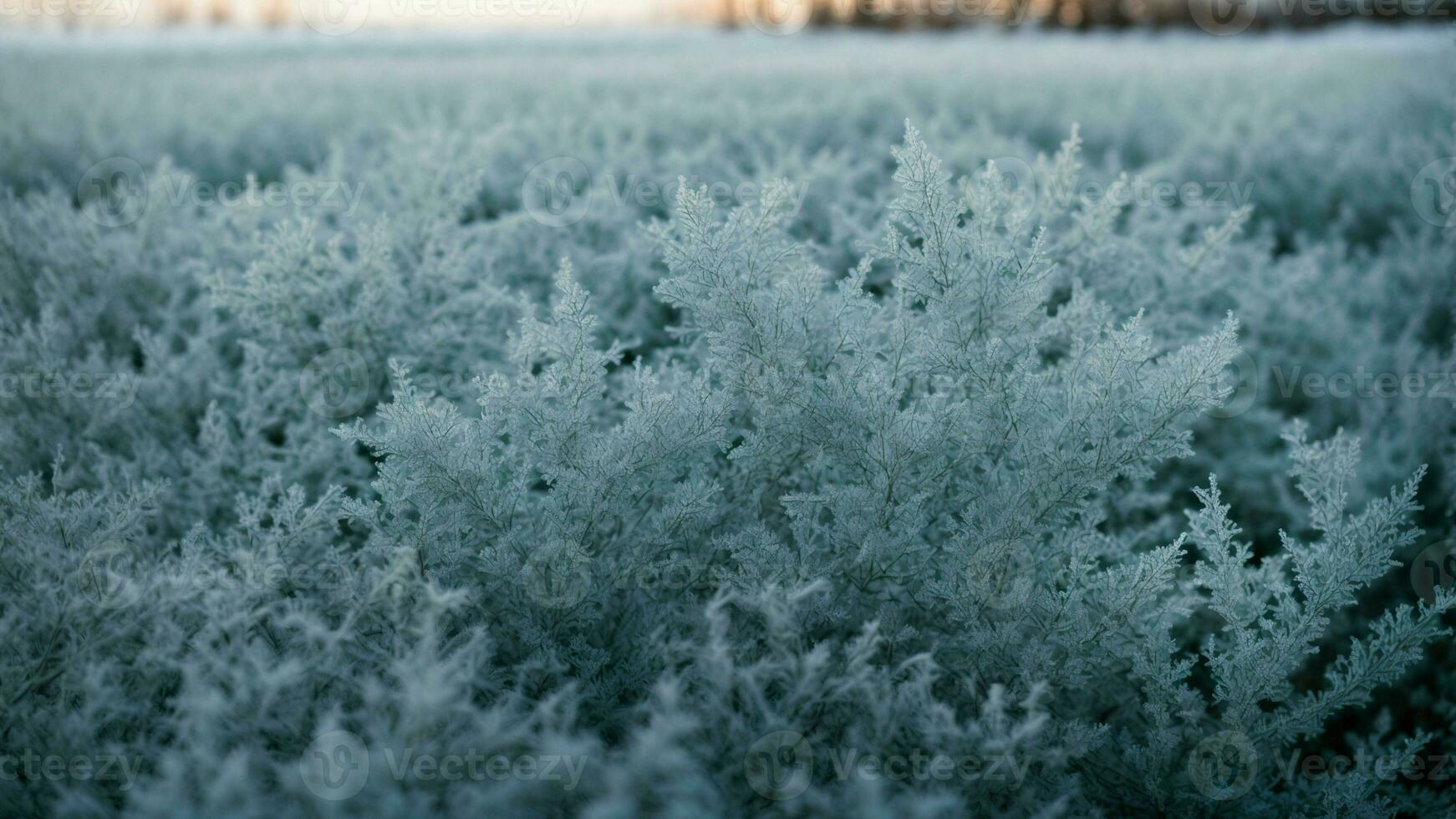 AI generated Describe the intricate patterns of frost on a window pane, highlighting the unique formations and delicate structures. photo