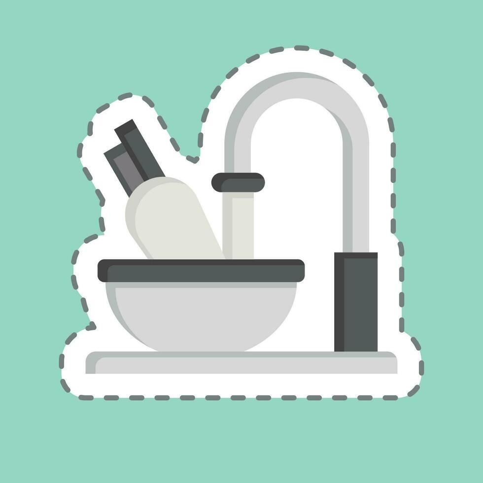 Sticker line cut Cleaning. related to Cooking symbol. simple design editable. simple illustration vector