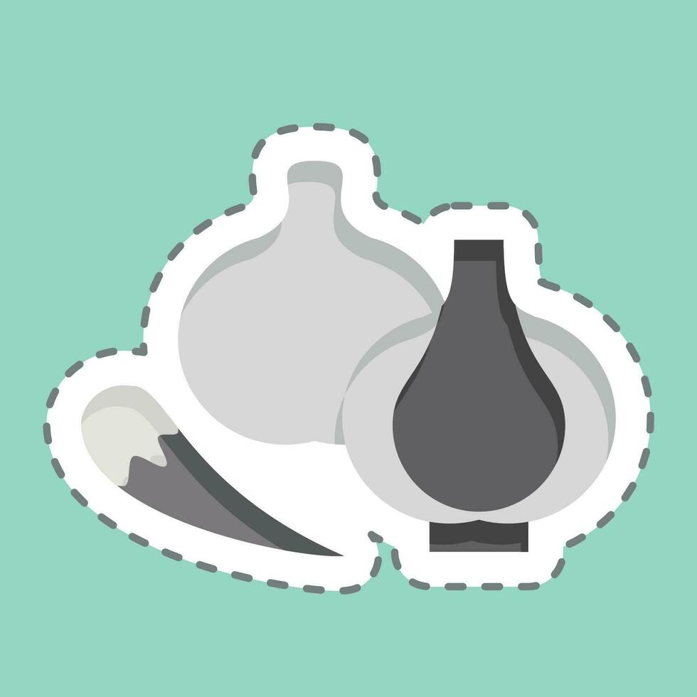 Sticker line cut Raw Mater. related to Cooking symbol. simple design editable. simple illustration vector