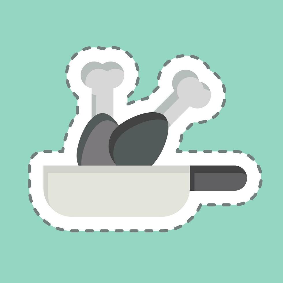 Sticker line cut Fried. related to Cooking symbol. simple design editable. simple illustration vector