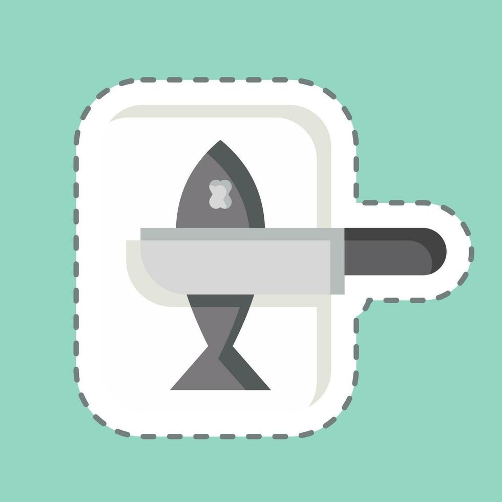 Sticker line cut Chopped Fish. related to Cooking symbol. simple design editable. simple illustration vector