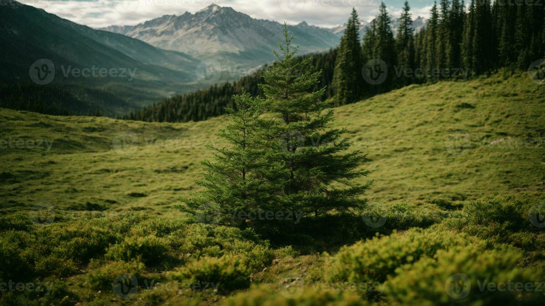 AI generated Explore the adaptation strategies of evergreen trees in harsh environments, such as high altitudes or extreme temperatures. photo