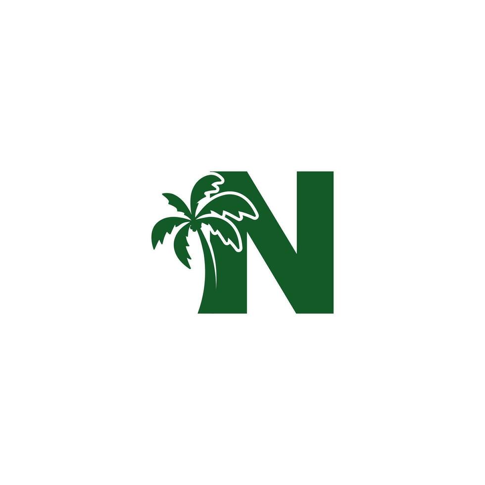 Letter N Incorporate with Coconut Tree Logo vector