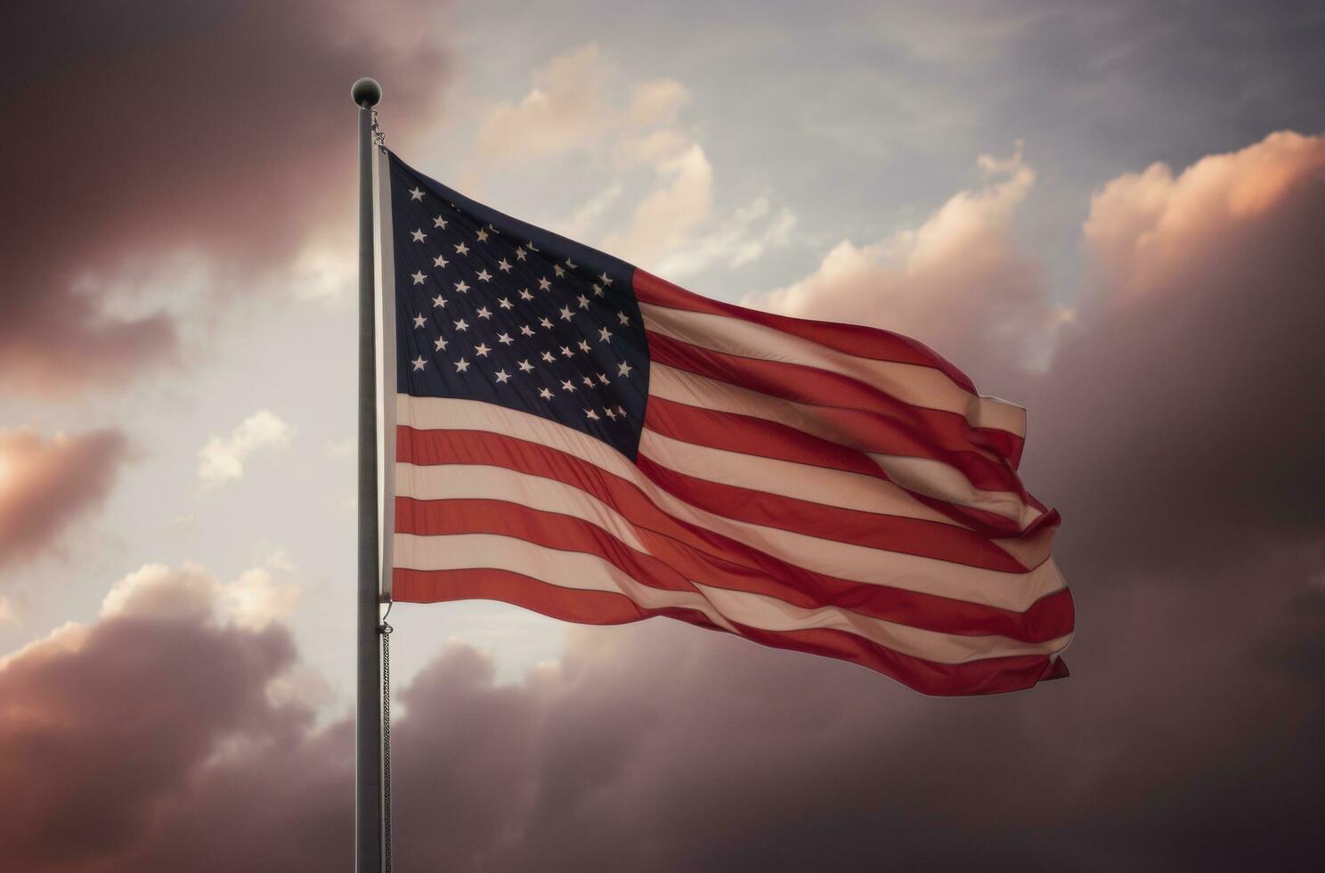 AI generated an american flag blowing in the wind, photo
