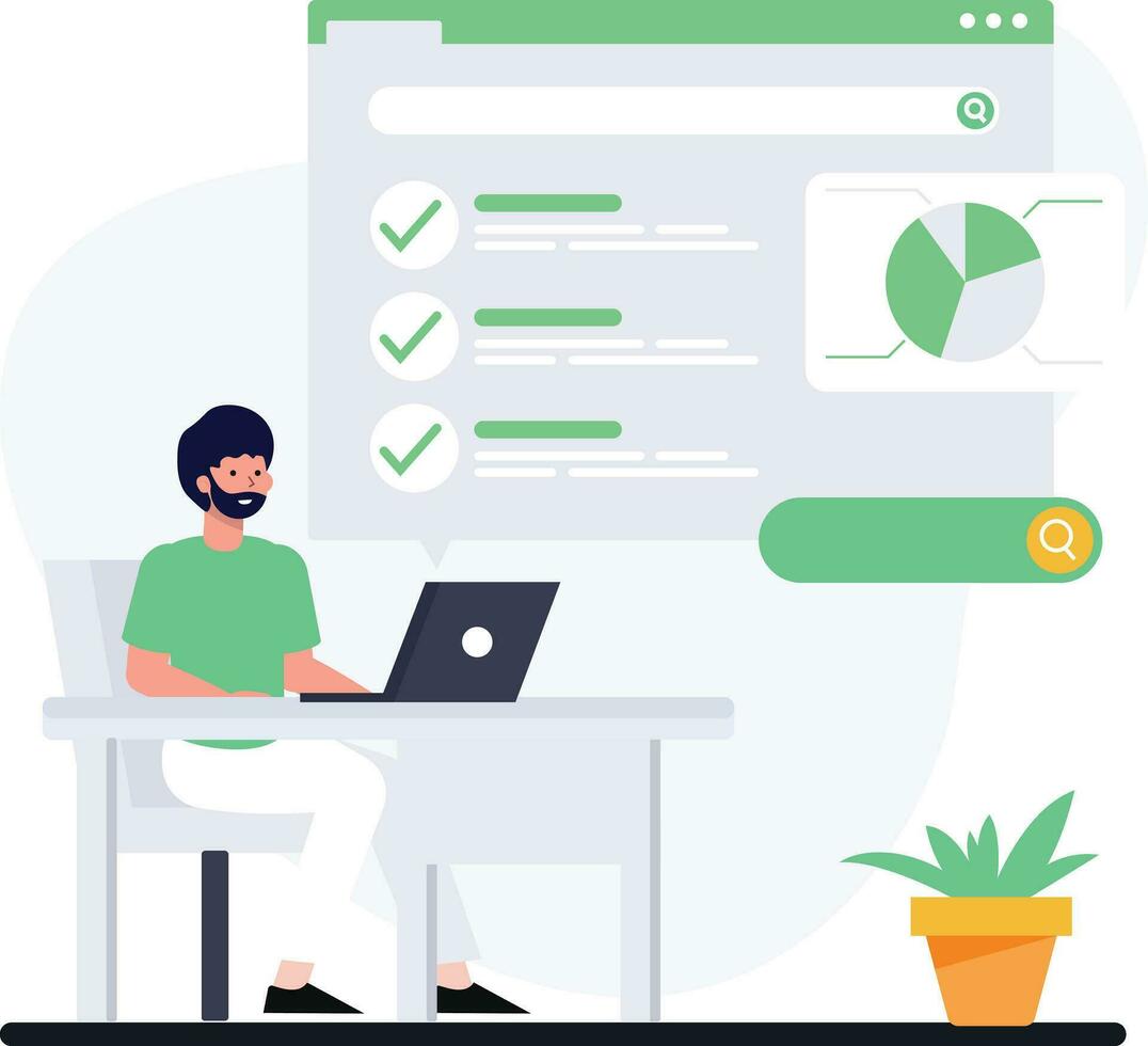 Man with business analysis vector