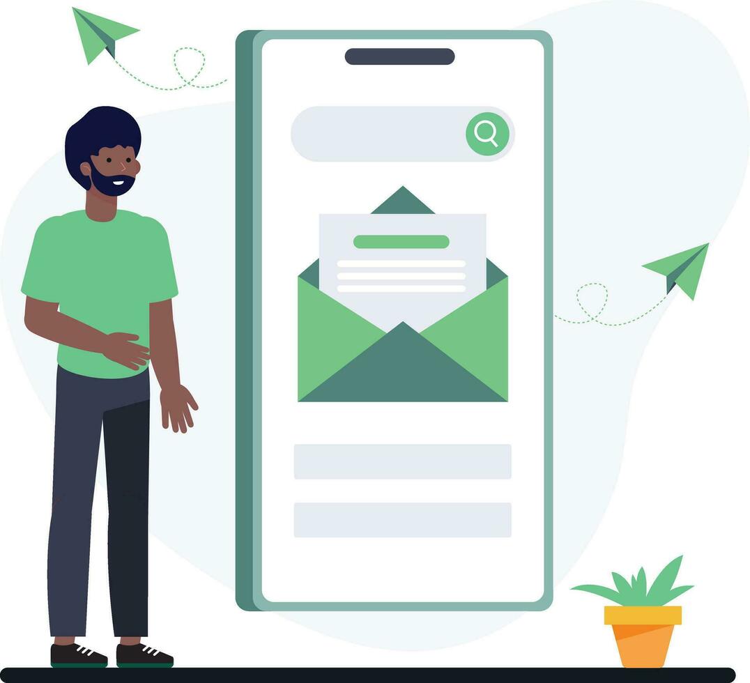 Man with email marketing vector