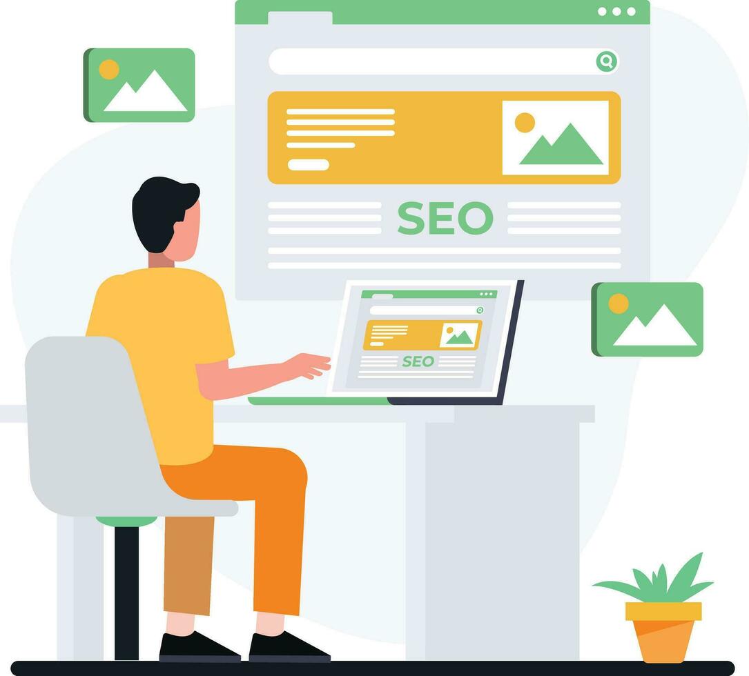 Man SEO analysing vector
