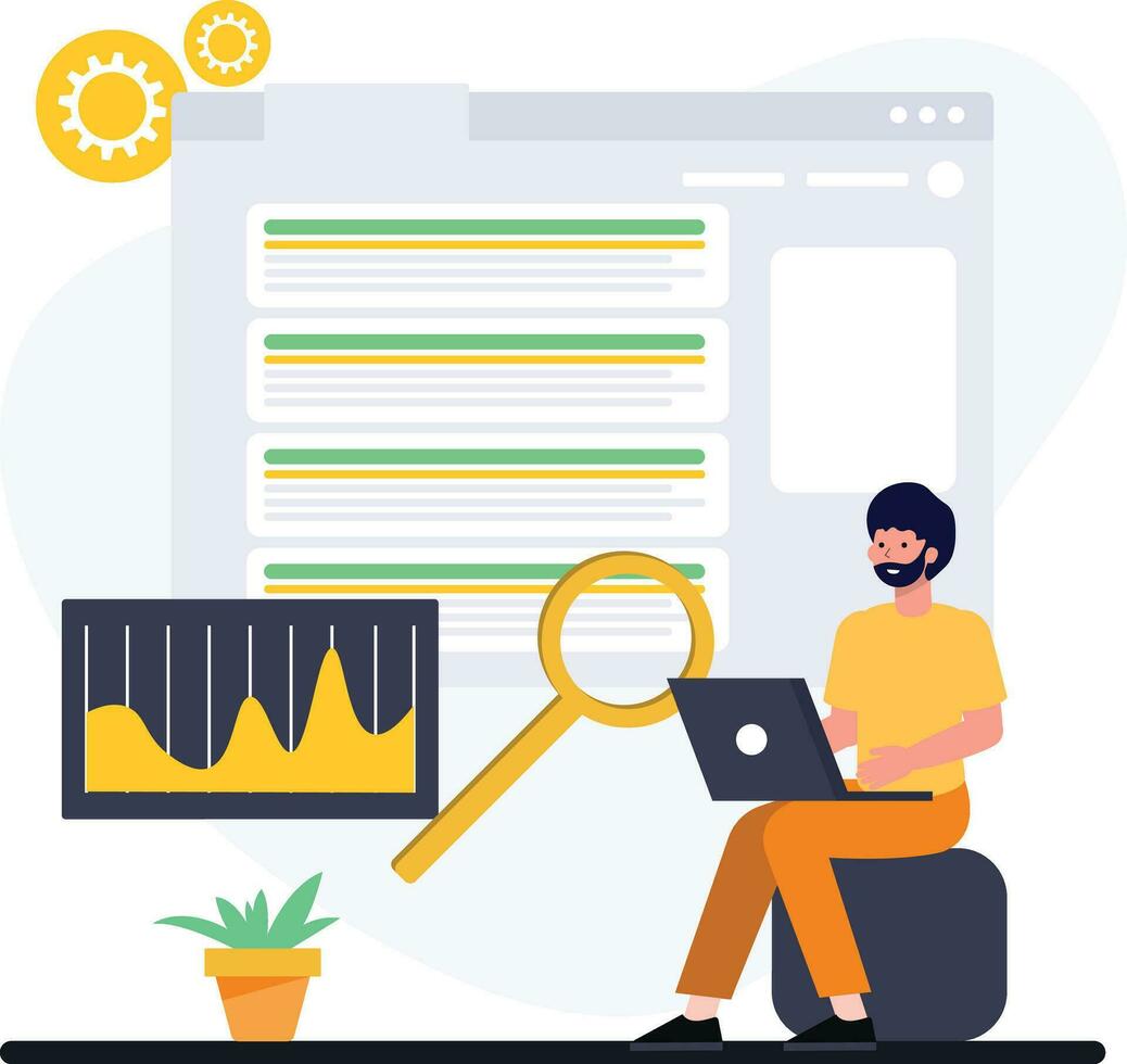 Man SEO analysing vector