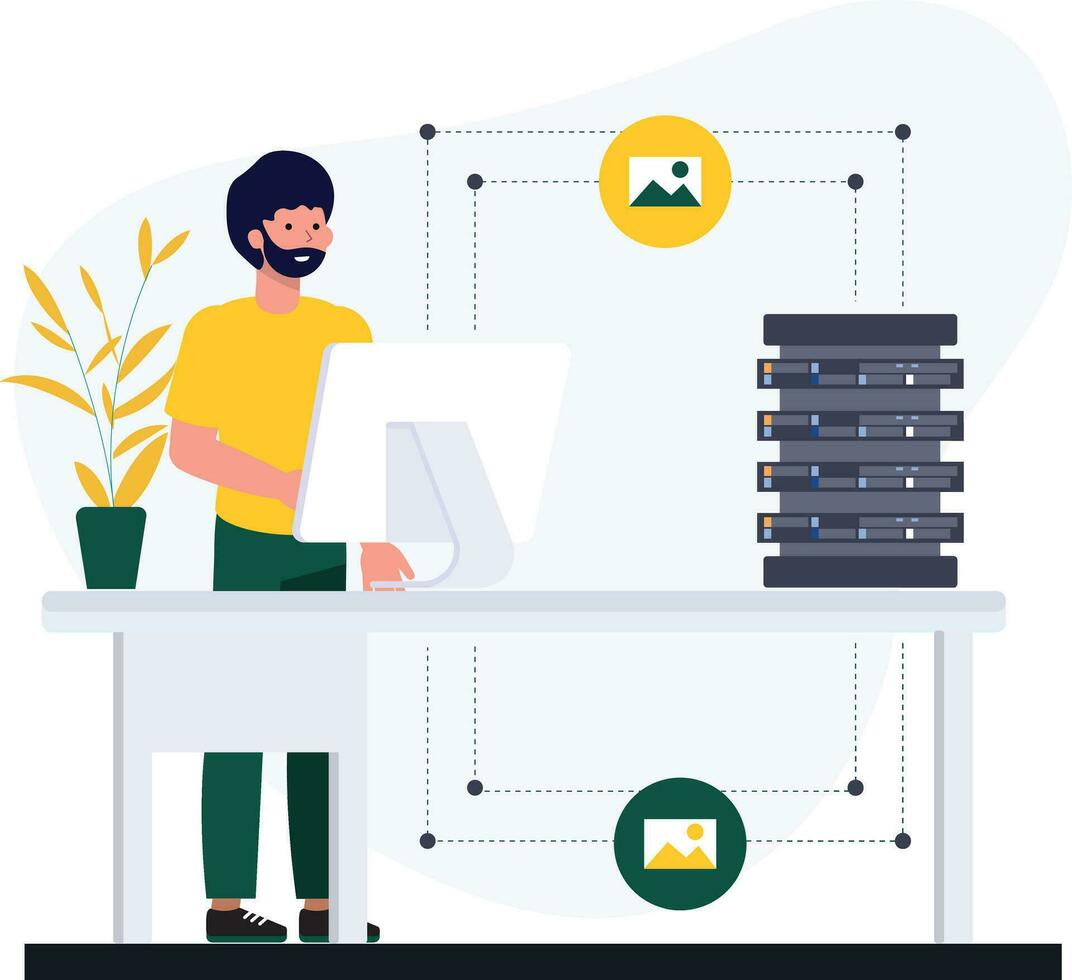 People working on server vector