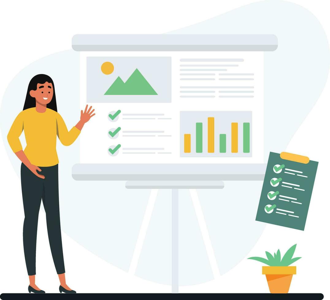 Woman doing business presentation vector