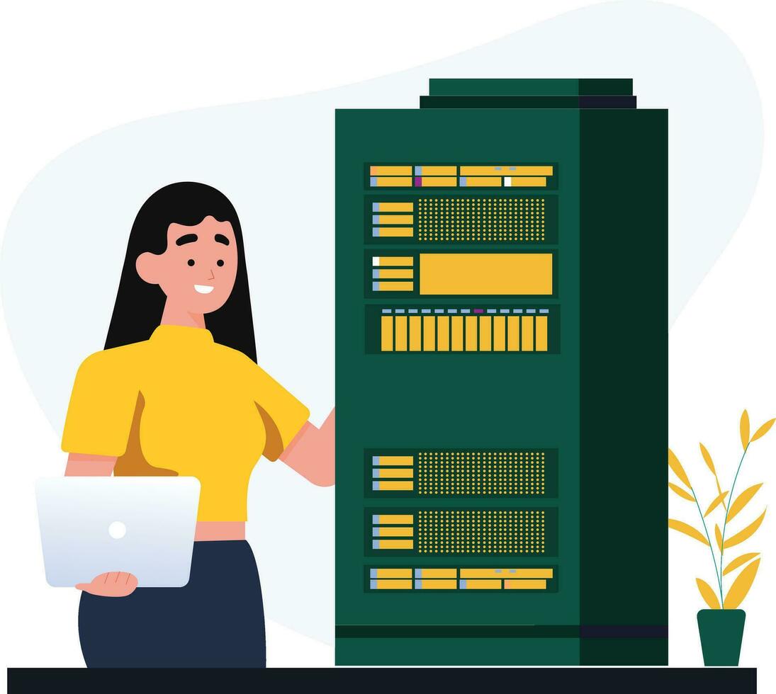 People working on server vector