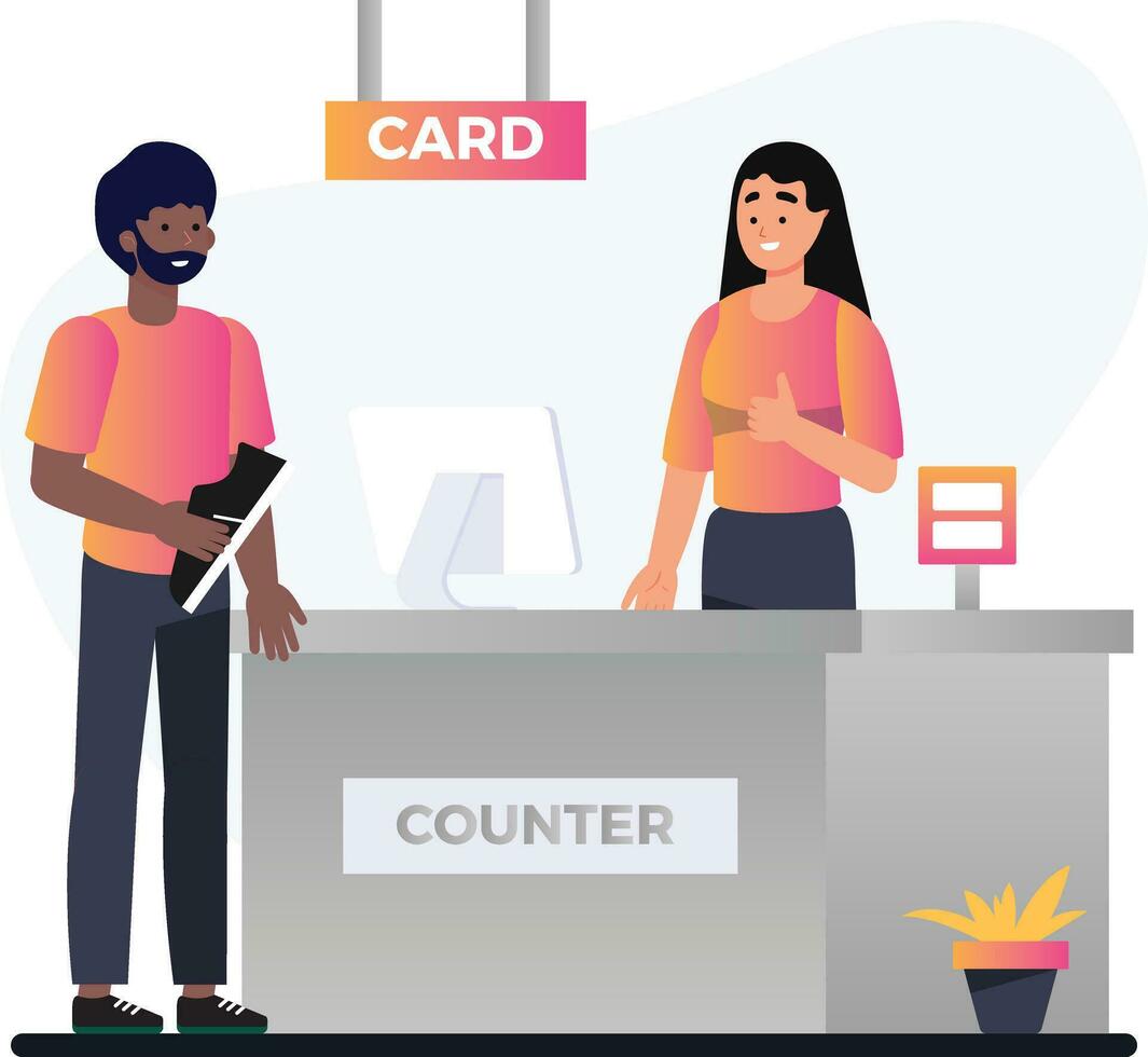 people in the checkout vector