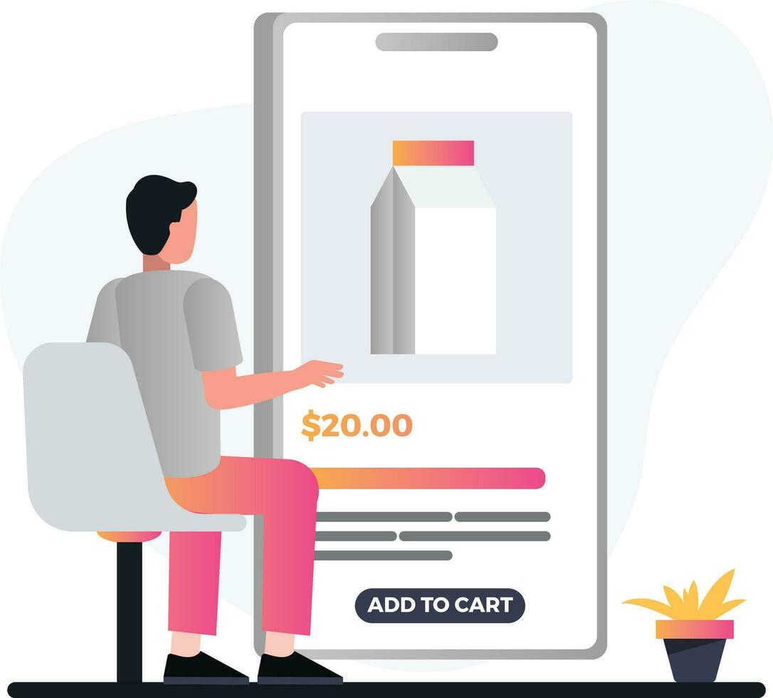 Man online purchasing vector