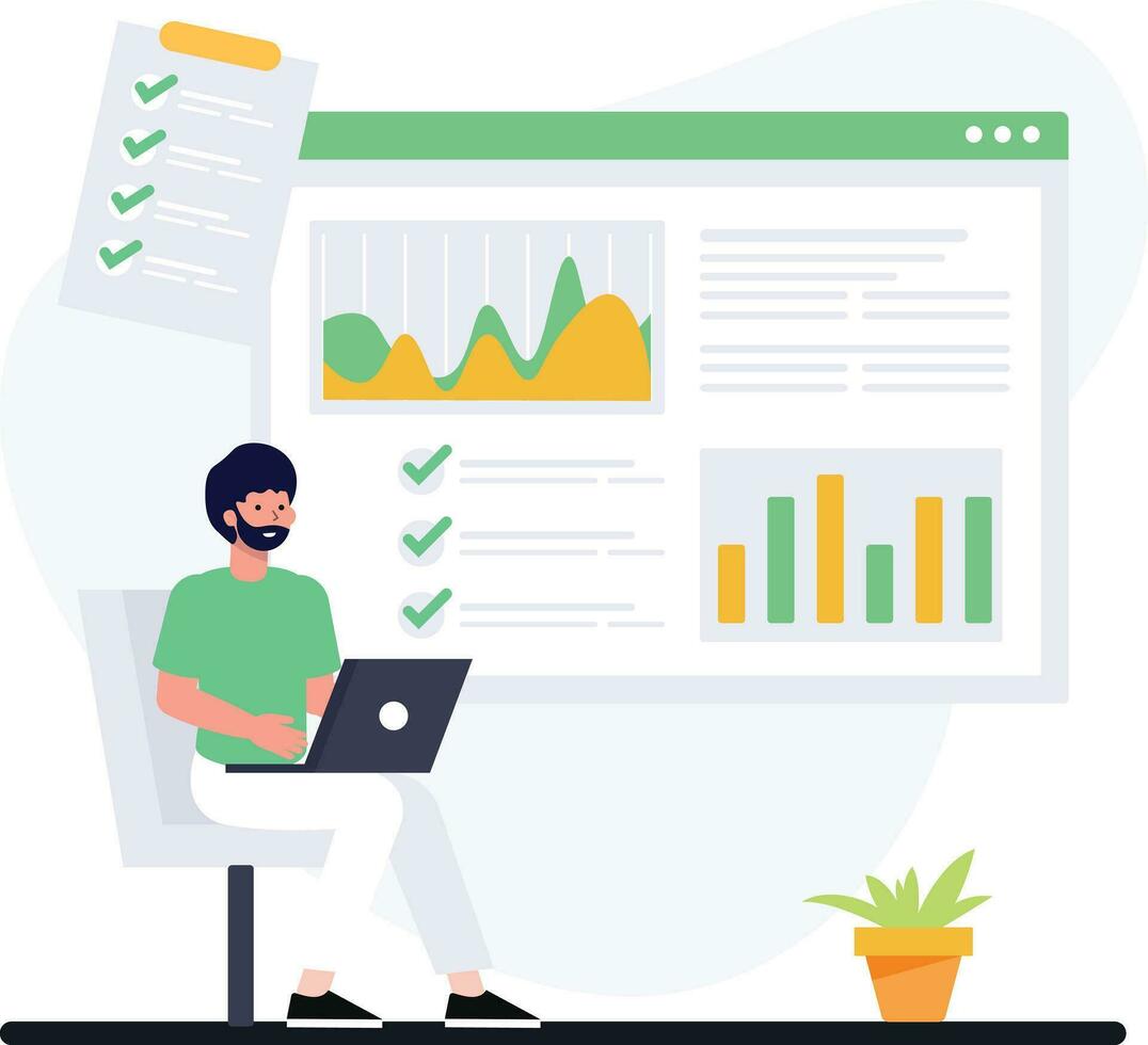 Man with business analysis vector