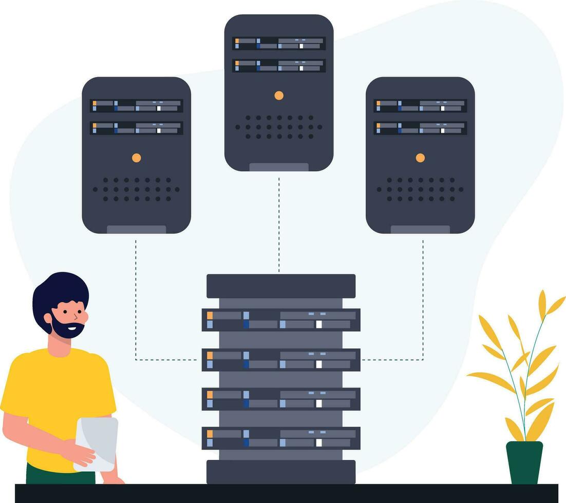 People working on server vector