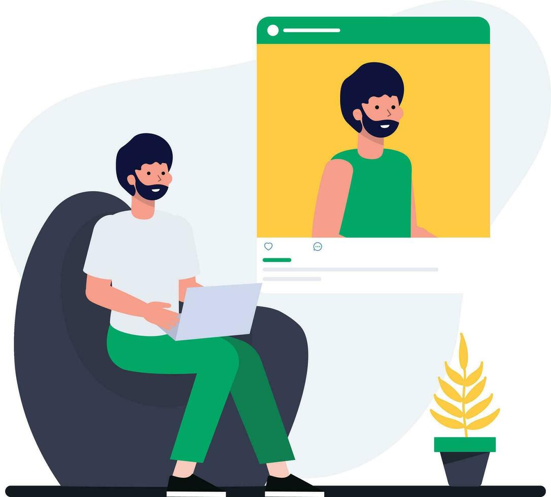 Man using social media vector