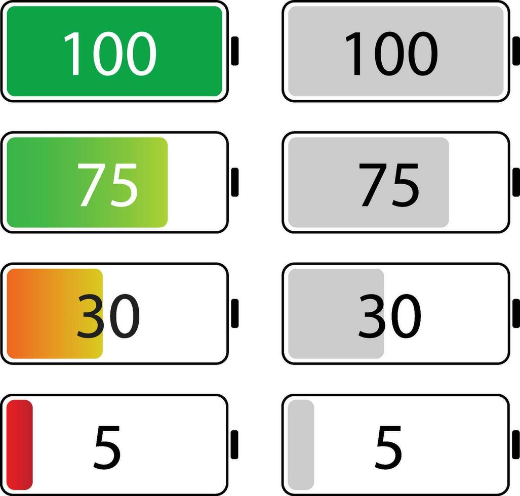 batería 2d íconos vector