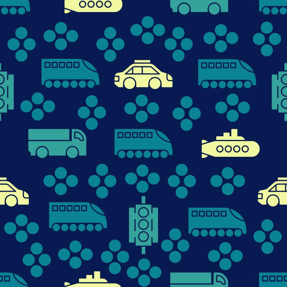 vector pattern background transportation icon flat color style