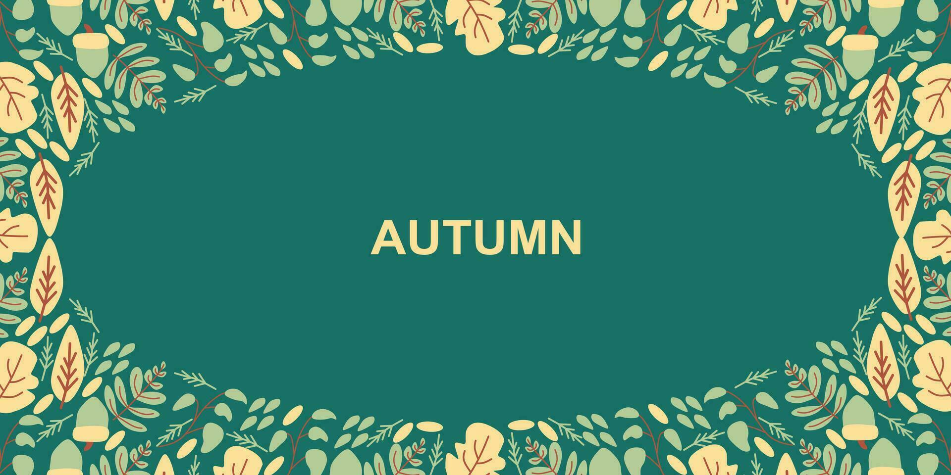 Autumn frame background with leaves on color. Vector illustration Postcard Creeting card