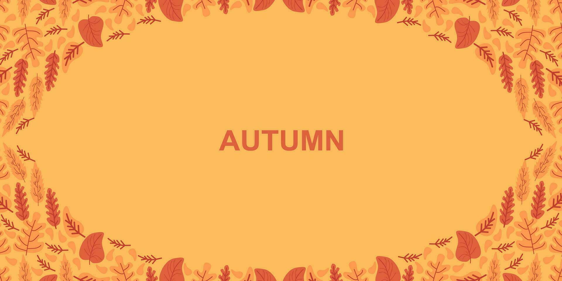 Autumn frame background with leaves on color. Vector illustration Postcard Creeting card