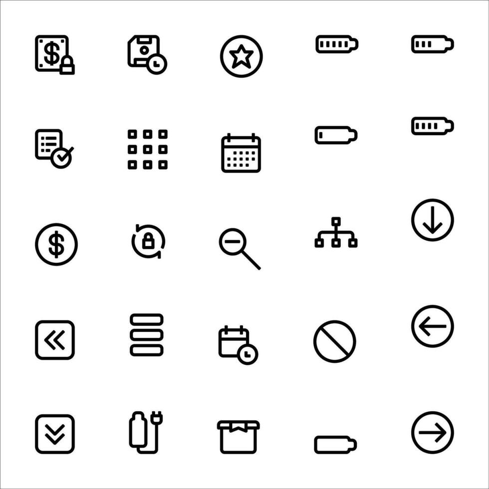 User interface icon set. line icon collection. Containing calendar, megaphone, cloud, alarm and microphone icons. vector