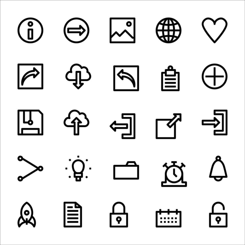 User interface icon set. line icon collection. Containing calendar, megaphone, cloud, alarm and microphone icons. vector