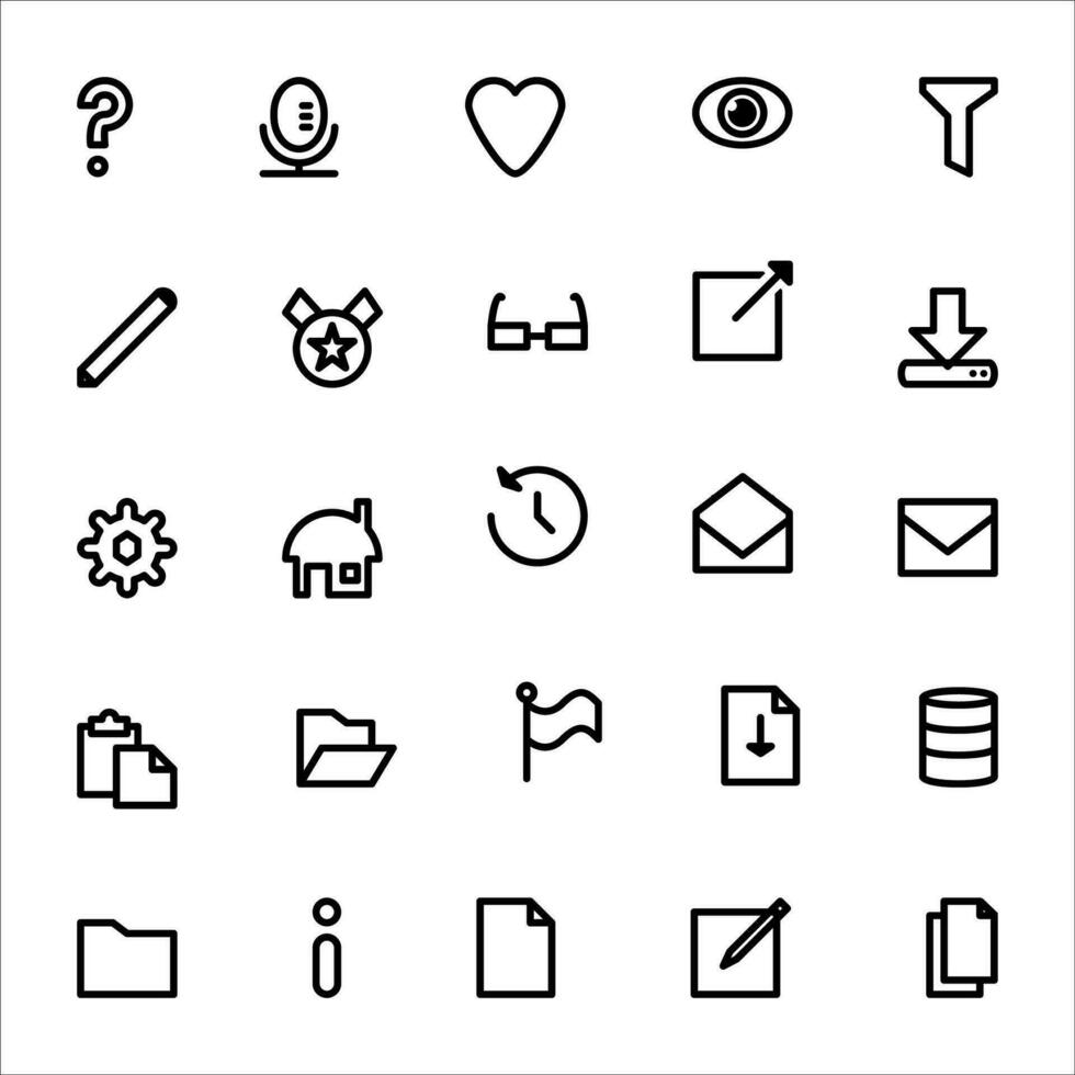 User interface icon set. line icon collection. Containing calendar, megaphone, cloud, alarm and microphone icons. vector