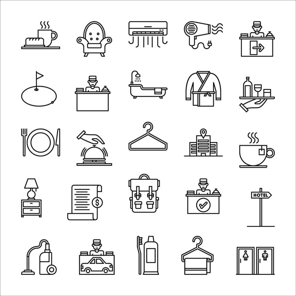 hotel icon set. line icon collection. Containing icons. vector