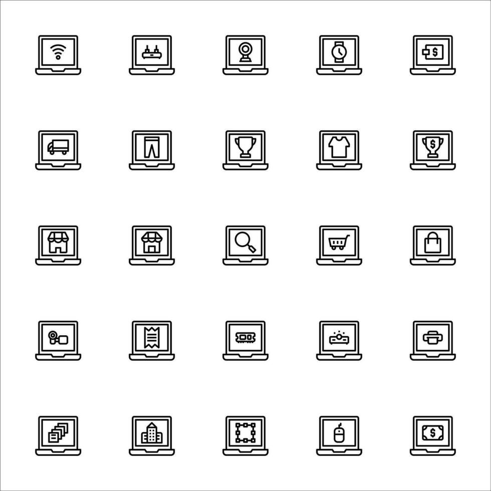 app laptop icon set. line icon collection. Containing icons. vector