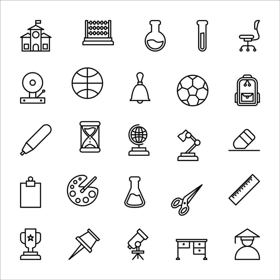 school and education icon set. line icon collection. Containing school icons. vector
