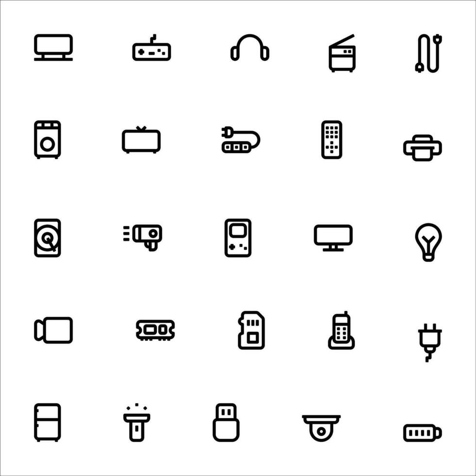 electrónico icono colocar. línea icono recopilación. conteniendo iconos vector