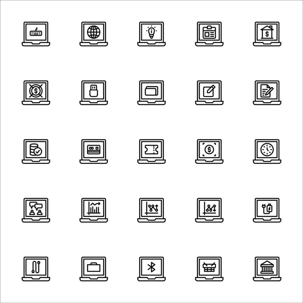 app laptop icon set. line icon collection. Containing icons. vector