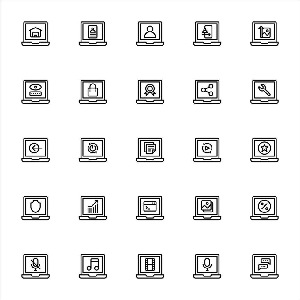 app laptop icon set. line icon collection. Containing icons. vector