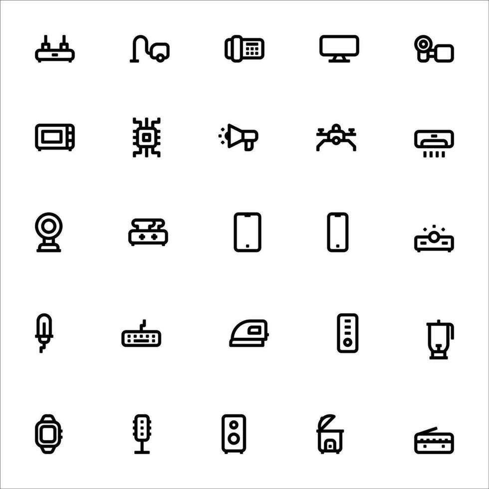 electronic icon set. line icon collection. Containing icons. vector