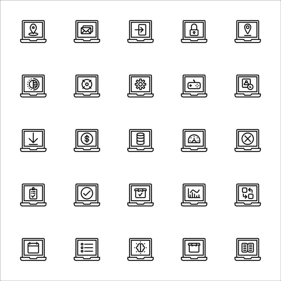 app laptop icon set. line icon collection. Containing icons. vector