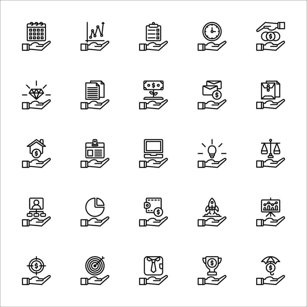 business and finance icon set. line icon collection. Containing icons. vector