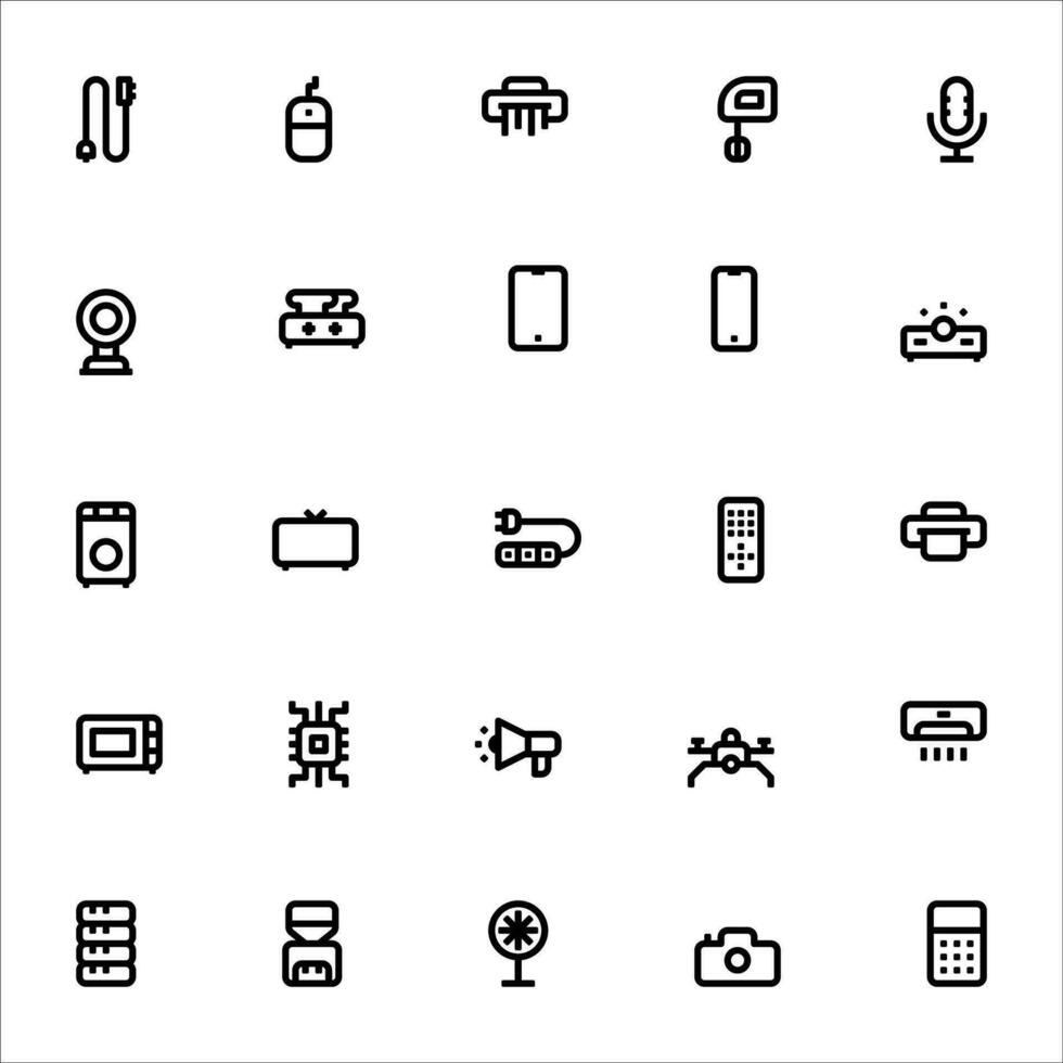 electrónico icono colocar. línea icono recopilación. conteniendo iconos vector