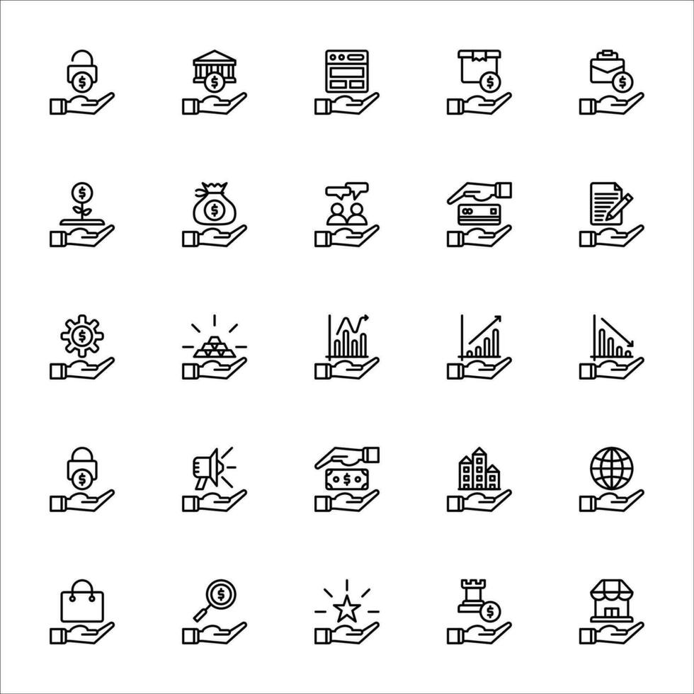 business and finance icon set. line icon collection. Containing icons. vector