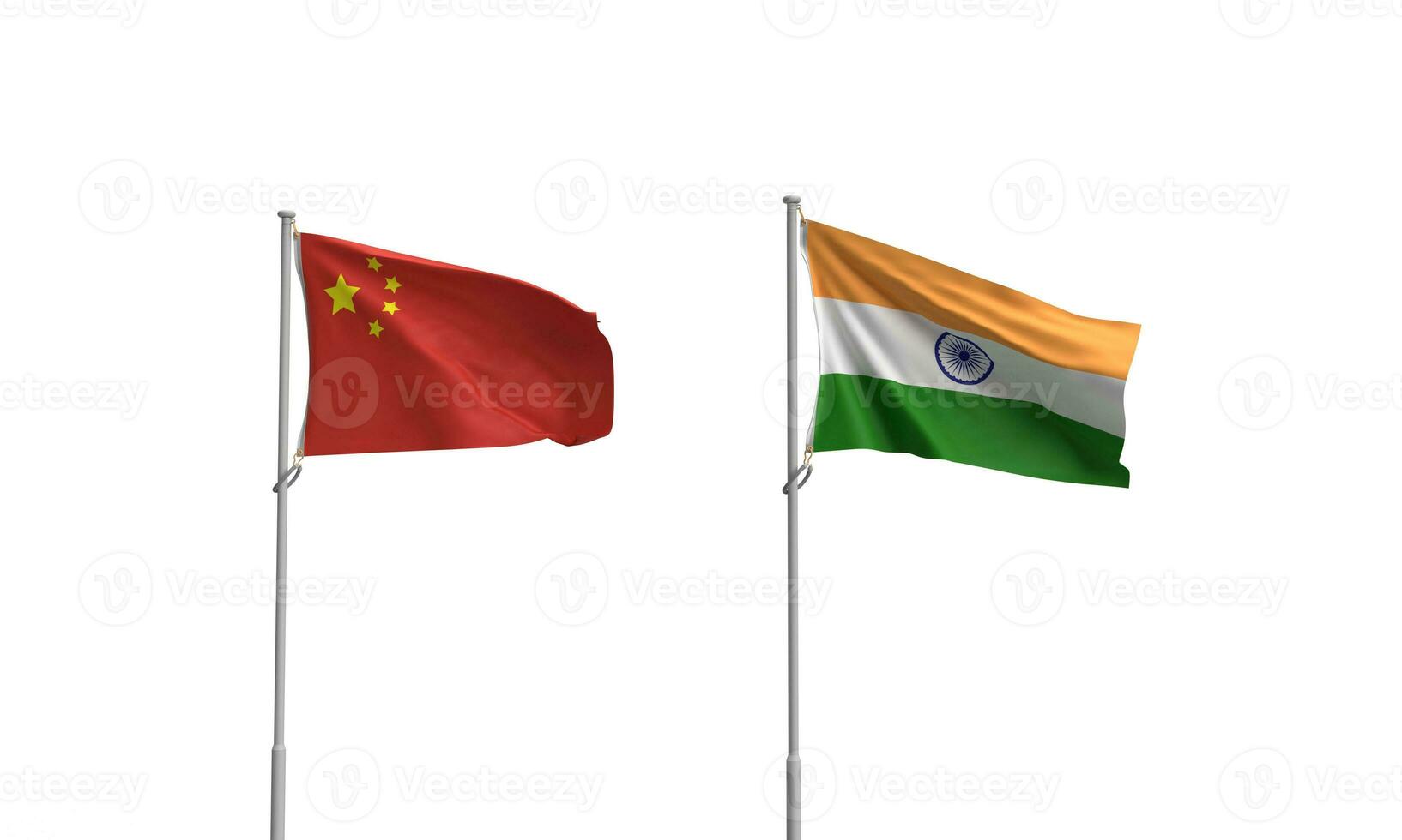 China india flag white isolated background wallpaper dicut country international state sign conflict government chinese republic india boundary economy business import export war military world earth photo