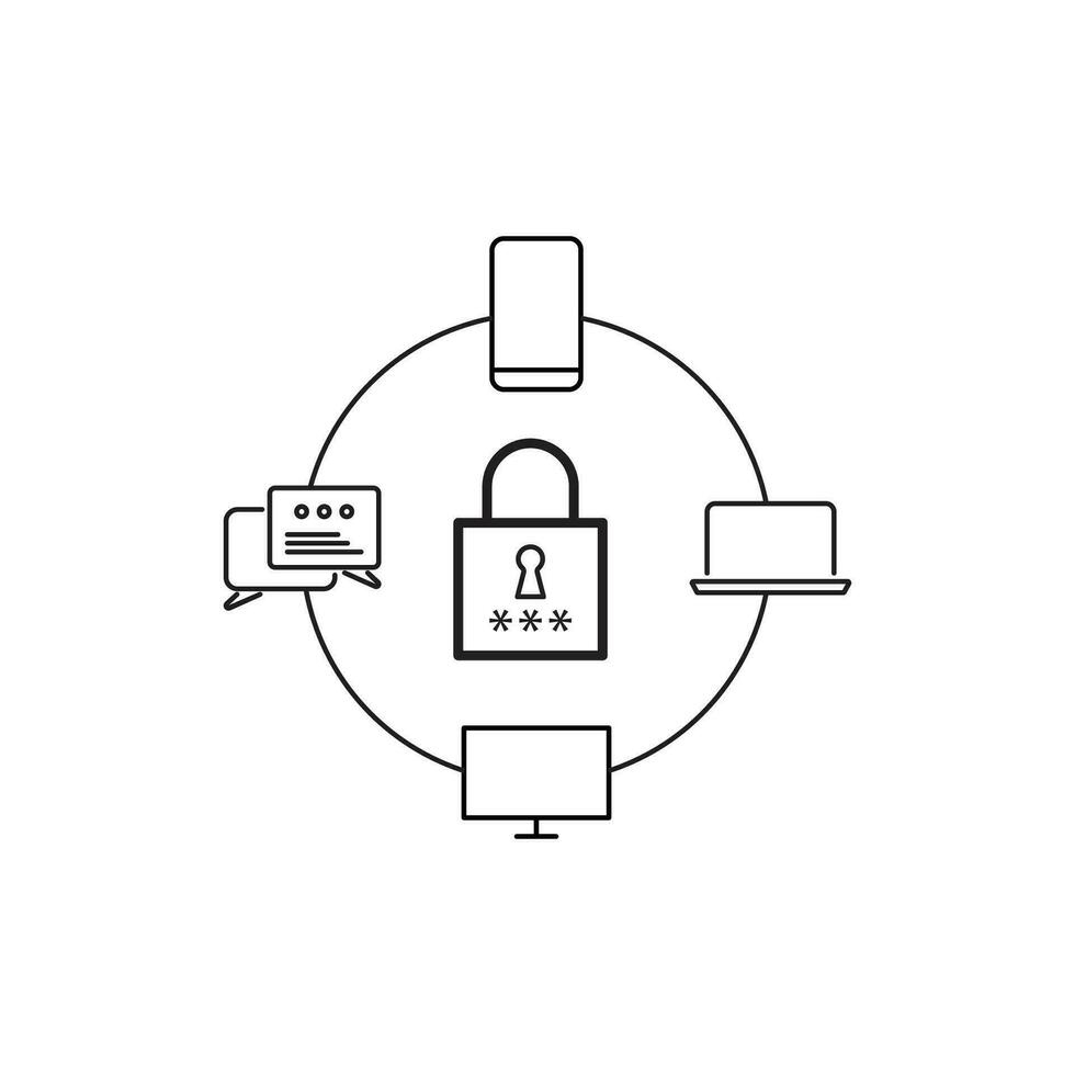 exhaustivo ciber seguridad llenar íconos datos proteccion, correo basura, antivirus, contraseña, privacidad, y más - vector ilustración para web seguridad