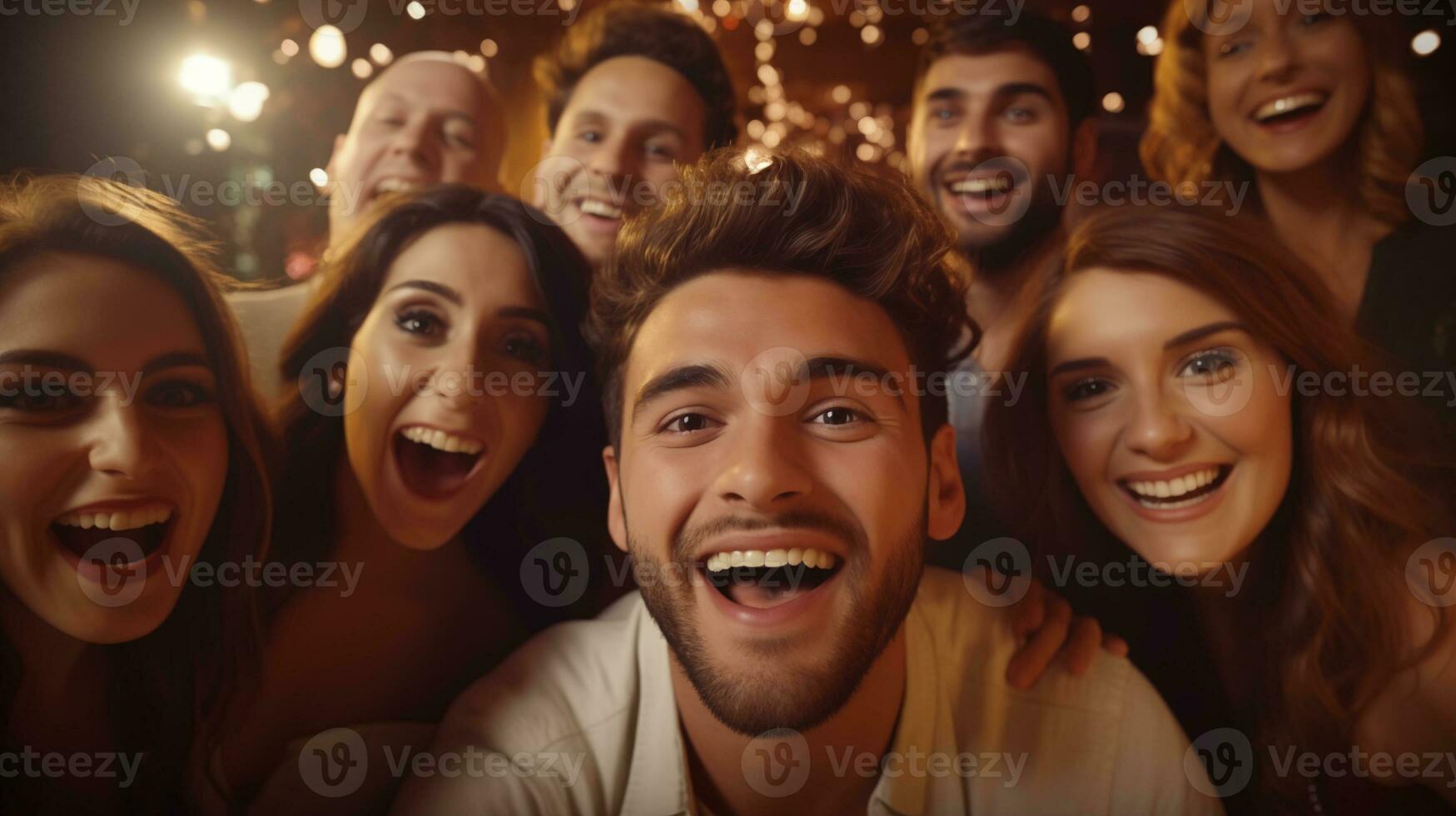 AI generated a group of people smiling and taking a selfie photo