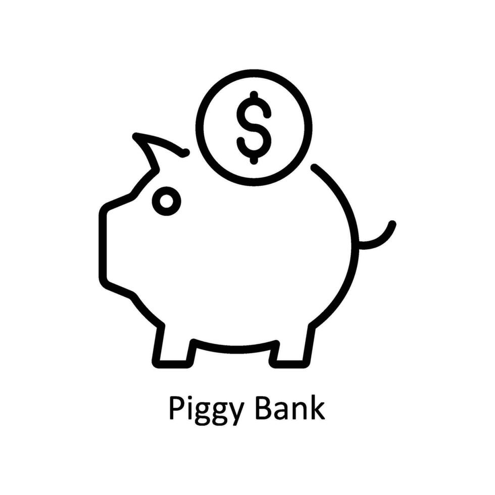 Piggy bank vector   outline  Icon Design illustration. Business And Management Symbol on White background EPS 10 File