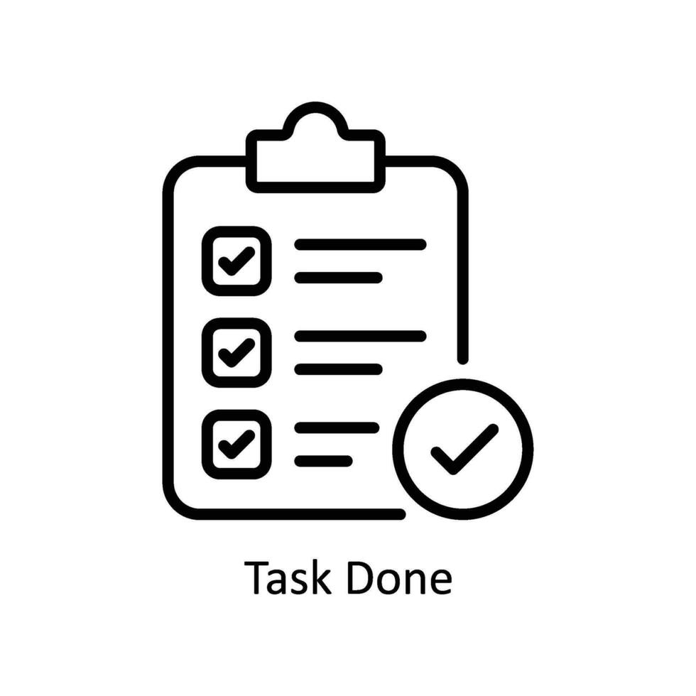 Task Done vector outline Icon Design illustration. Business And ...
