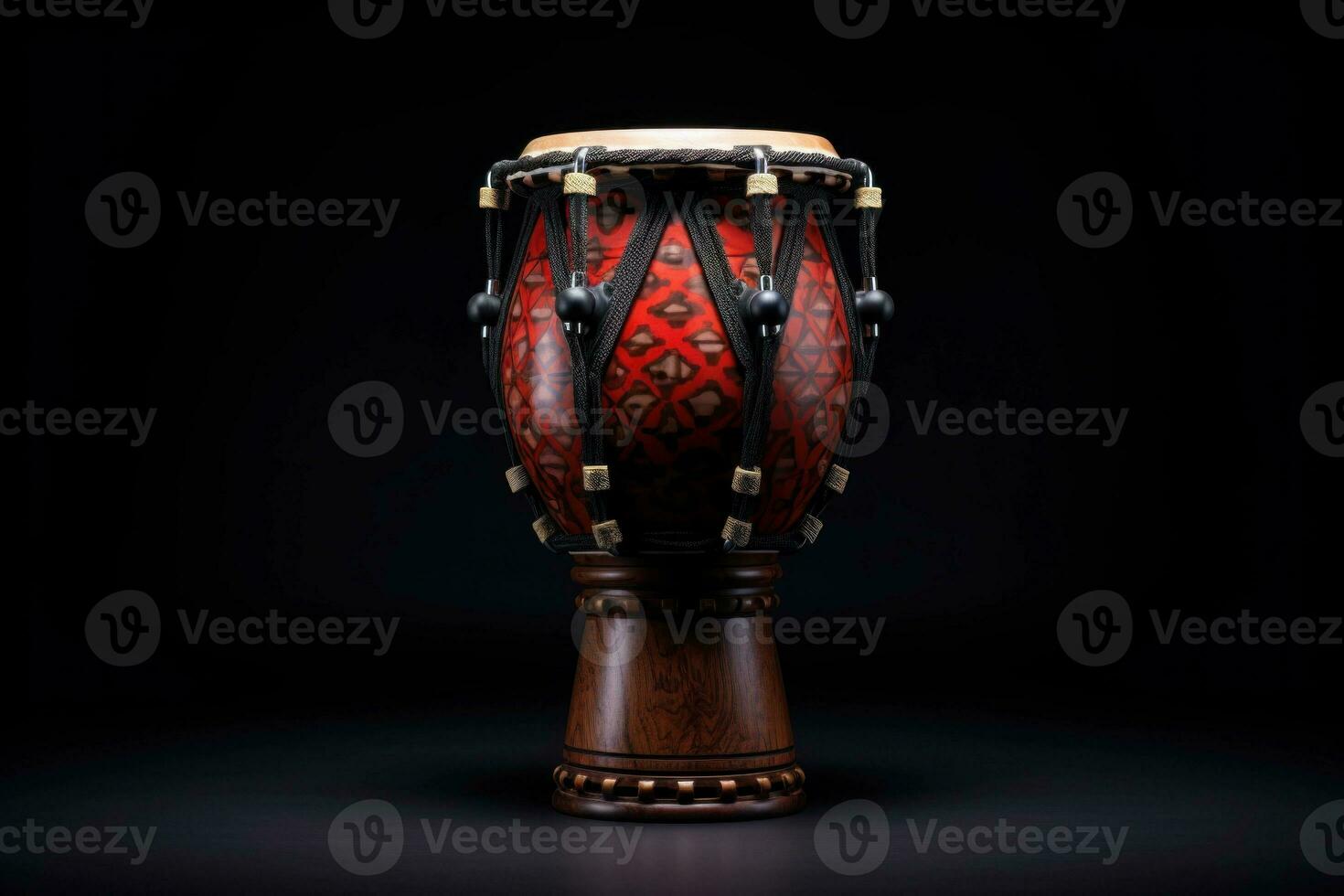 AI generated Darbuka drum on a black background. Traditional percussion musical instrument of Arabian culture. Suitable for musical design, article, blog, social media post, album cover, poster. photo