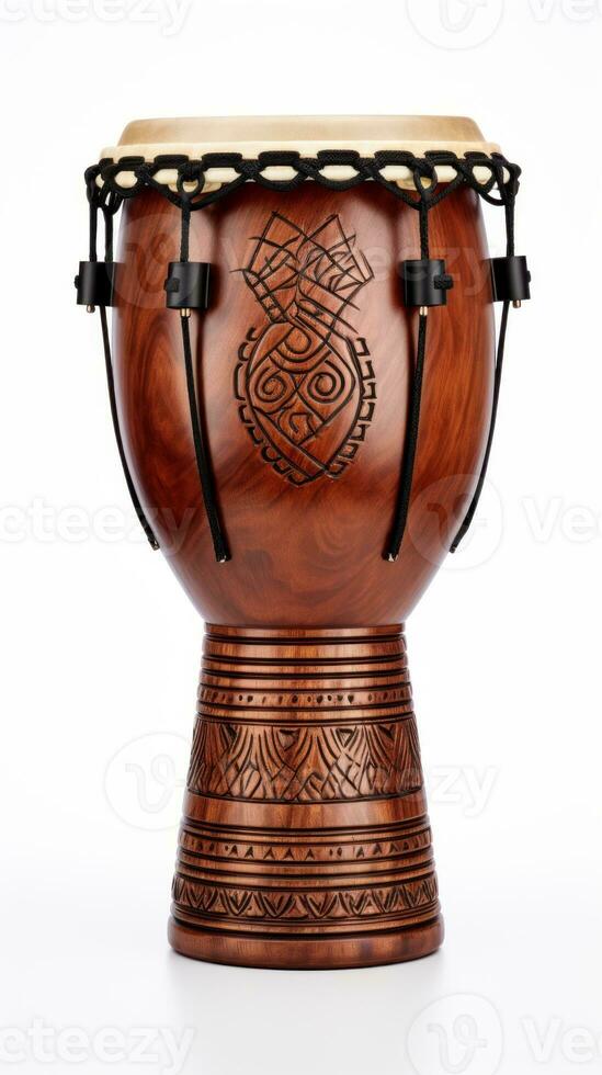 AI generated Darbuka drum on a white background. Traditional percussion musical instrument of Arabian culture. Suitable for musical design, article, blog, social media post, album cover, poster photo
