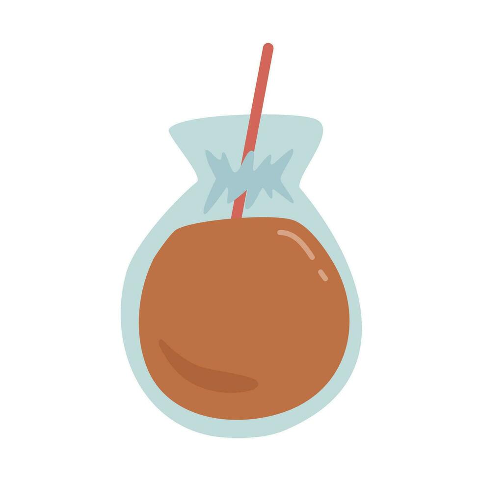 cold drink in plastic Iced Tea and straw vector